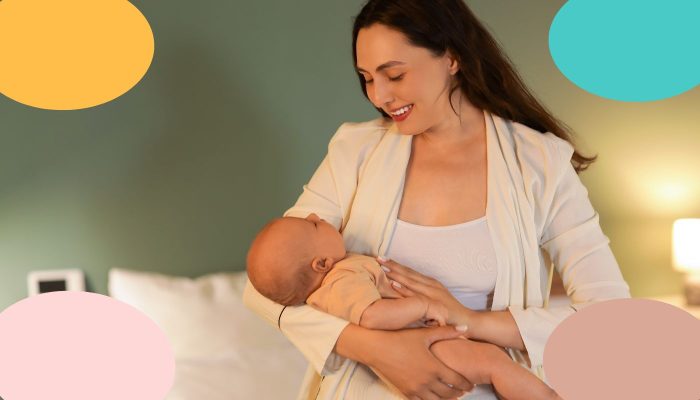 madre consolando a su bebé por la noche durante el destete nocturno